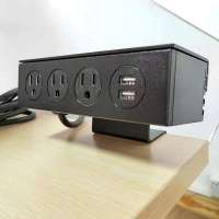 Surface tabletop 3-Outlets clamp mount USB power outlet strip office