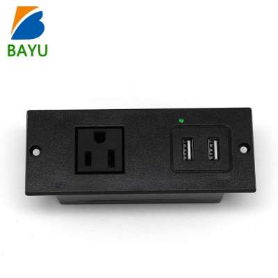 Dual USB Ports socket recessed tabletop power single outlets strip