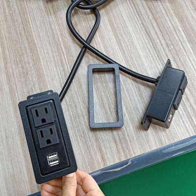 USA power 2outlets socket with 2USB port surface mounted extension Power plug Desktop