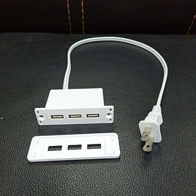 USA/Canada BAYU Fireproof Dual ports power white color 3 USB port charging/charger For furniture table top