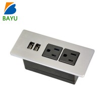 Dual Power Outlets USB Ports Desktop Electrical Socket Strip For Furniture