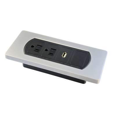 Dual Power Outlets With Single USB Port Recessed Tabletop Sockets For Furniture