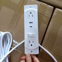 US Power 2 outlet socket strip with USB-A and TYPE-C charging port white color with on/off switch