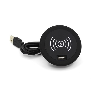 USA 5V 2.1A Hot Sale Round USB Wireless Smartphone Charger for Cellphone black with 1USB port